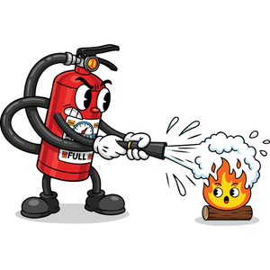 A Brave Fire Extinguisher Putting Out a Fire