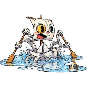 A Brave Little Paper Boat Navigating a Puddle