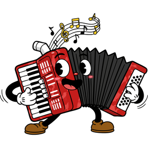 A Cheerful Accordion Stretching and Playing