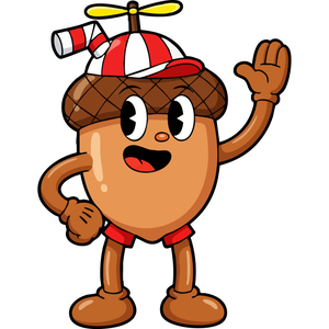 A Cheerful Acorn Wearing its Cap