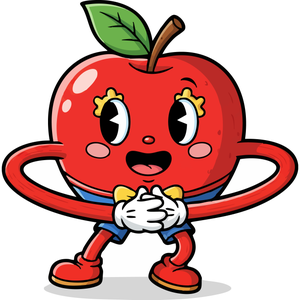 A Cheerful Apple Character Taking a Bow