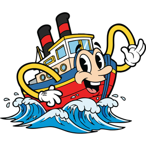 A Cheerful Boat Sailing on Bouncy Waves