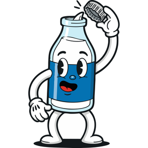 A Cheerful Bottle of Milk Tipping its Cap
