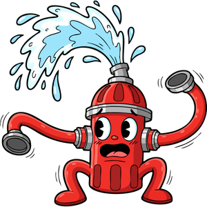 A Clumsy Fire Hydrant Spraying Water
