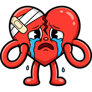 A Crying, Broken Heart with a Bandage