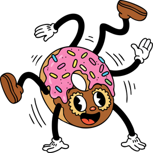 A Donut Character Doing a Cartwheel