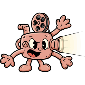 A Film Projector Character Showing a Movie