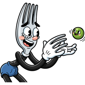 A Fork Ready to Eat a Bouncing Pea