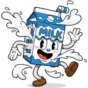 A Goofy, Dancing Milk Carton Splashing Milk