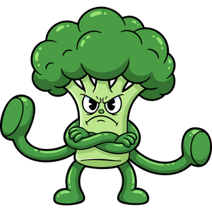 A Grumpy Broccoli with its Arms Crossed