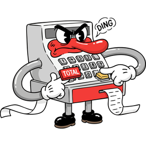 A Grumpy Cash Register Ringing Up a Sale
