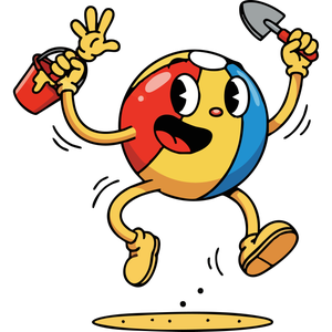 A Happy Beach Ball Bouncing on the Sand