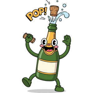A Happy Bottle of Champagne Popping its Cork