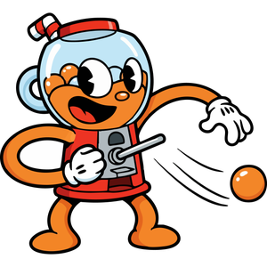 A Happy Gumball Machine Dispensing a Gumball