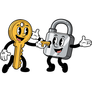 A Happy Key Unlocking a Smiling Lock