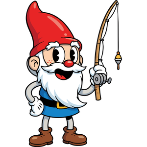 A Happy Lawn Gnome with a Fishing Rod