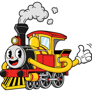 A Happy Little Train Engine Chugging Along