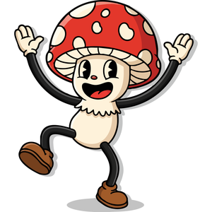 A Happy Mushroom Doing a Little Dance