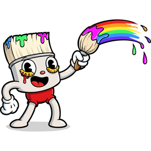 A Happy Paintbrush Painting a Colorful Stroke