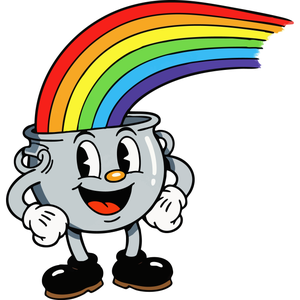 A Happy Pot of Gold with a Rainbow