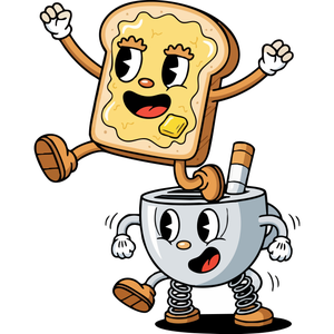 A Happy Slice of Toast Leaping from a Toaster