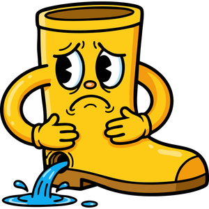 A Leaky Rain Boot Crying Water