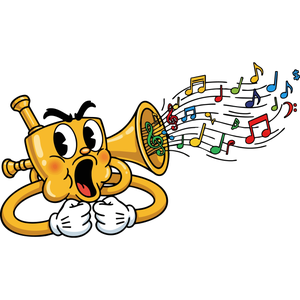 A Loud Trumpet Character Blowing a Jazzy Tune