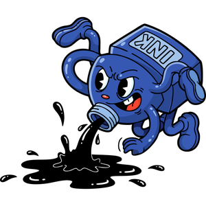 A Mischievous Ink Bottle Spilling its Ink