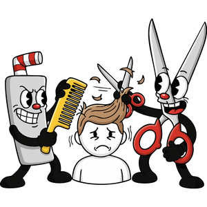A Pair of Scissors and a Comb Giving a Haircut