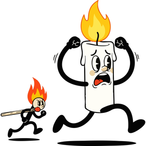 A Scared Candle Running from a Match