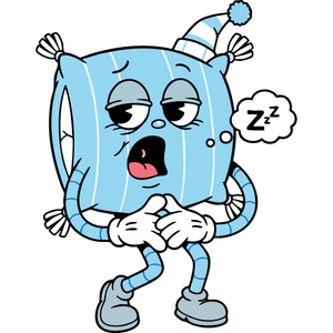 A Sleepy Pillow Character Ready for a Nap