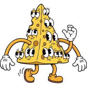 A Slice of Swiss Cheese with Peeking Eyes