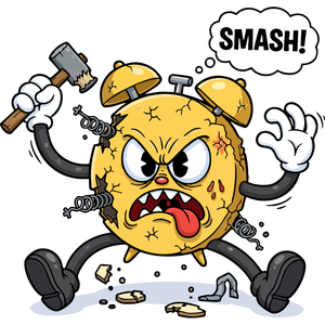 A Smashed, Grumpy Alarm Clock