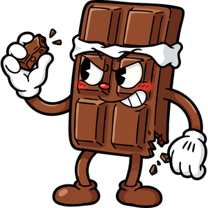 A Sneaky Bar of Chocolate Breaking a Piece Off