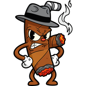 A Tough-Looking Cigar Character in a Fedora