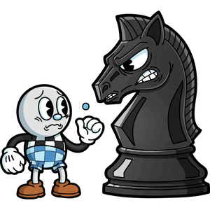 a Brave Chess Pawn Facing a Larger Piece