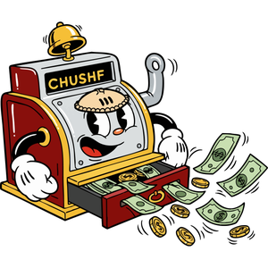 a Cash Register with Money Popping Out