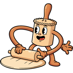 a Cheerful Rolling Pin Flattening Dough