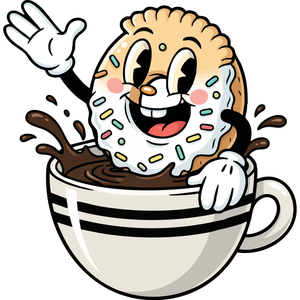 a Happy Donut Being Dunked in Coffee