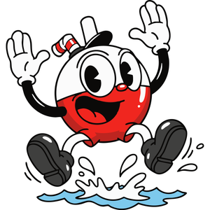 a Happy Fishing Bobber Bouncing on Water