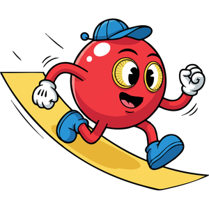 a Happy Gumball Rolling Down a Ramp