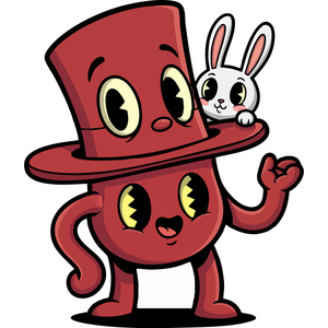 a Happy Top Hat with a Rabbit Peeking Out