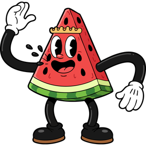 a Happy Watermelon Slice Spitting Seeds