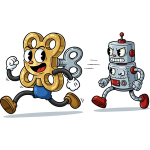 a Mischievous Wind-Up Key Running Away