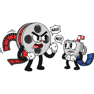 a Pair of Film Reels Arguing About Movies