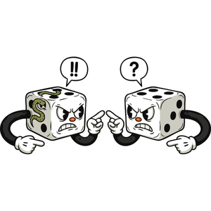 a Pair of Grumpy Dice Blaming Each Other