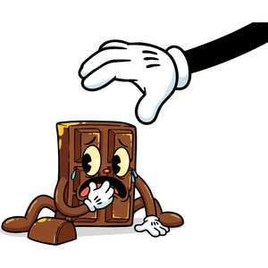 a Scared Bar of Chocolate Hiding from a Hand