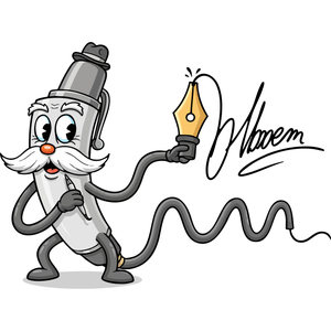 a Wise Old Fountain Pen Writing a Signature