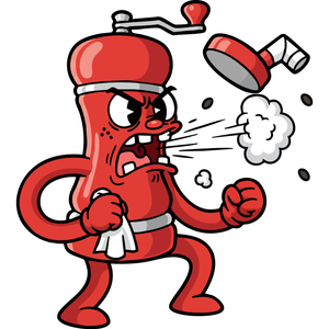 an Angry Pepper Grinder Sneezing Pepper